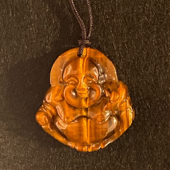 Tiger’s Eye Laughing Buddha Pendant - Picture 1 of 2